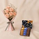 Love Combined Godiva Chocolate N Pink Flower Bouquet