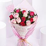 Love You Mom Red N Pink Rose Bouquet