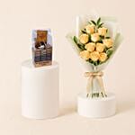 Nice Peach Rose Bouquet Combo With Godiva Chocolates