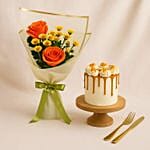 Orange Chrysanthemum And Roses Bouquet