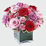 Personalised Birthday Cushion And Roses Arrangement