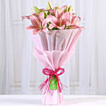 Pink Asiatic Lilies & Cappuccino Cake 4 Portions