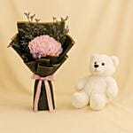 Pink Hydrangea N Teddy Bear Combo