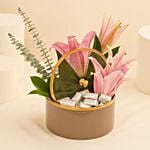 Pink Lily N Chocolate Otantik Golden Basket