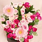 Pink Roses Bouquet In New Elegant Sleeve