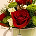 Red Rose N Daisy Flower Mug