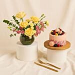 Red Velvet Cake With Elegant Flower Bowl
