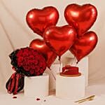 Romantic Combo Flower Bouquet With Cake N Balloons