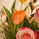 Rose N Tulip Flower Wooden Box