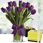 Royal Purple Tulips & Patchi Chocolates 500 gms