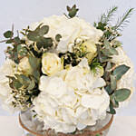 Serene Hydrangea & White Roses Vase Arrangement