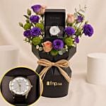 Titan Off White Dial MenS Watch N Flower Bouquet