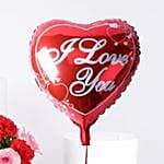 Valentine Flower Bowl N Heart Shape Balloons Combo
