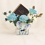 Welcome Baby Boy Flower Box With Chocolates