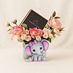 Welcome Baby Girl Flower Box With Chocolates