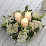 White Gorgeous Flowers In Wooden Tray