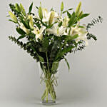 White Oriental Lilies In Vase
