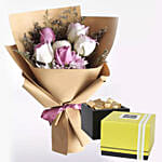 White Purple Flowers & Patchi Chocolates 750 gms