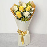 White Yellow Roses & Cappuccino Cake 8 Portions