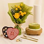 Yellow Elegance Cake N Patchi Combo