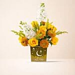 Yellow Flower N Delphinium Ramadan Vase