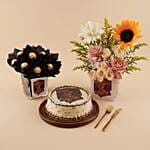 Blessed Hajj Flowers Cake And Chocolate Gift Set