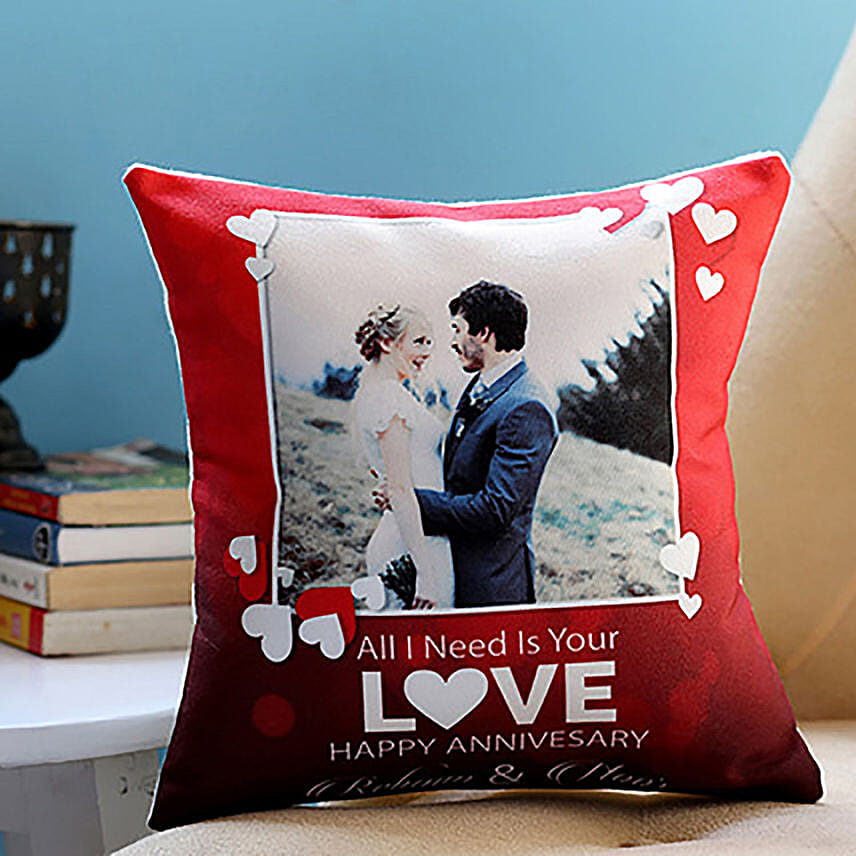 Personalised Happy Anniversary Love Cushion: Send Gifts to Singapore