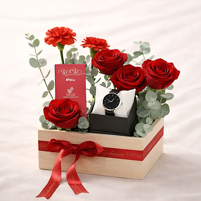 Roses n Watch Gift Box for Valentine's Day: هدايا عيد الحب سنغافورة