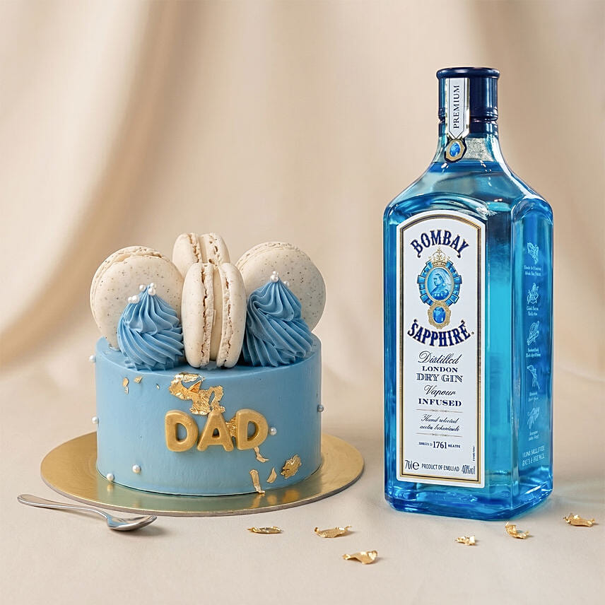 Bombay Sapphire Gin & Father's Day Macaron Cake Set: 