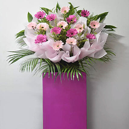 Light And Dark Pink Gerberas Flower Stand: Flower Delivery Singapore