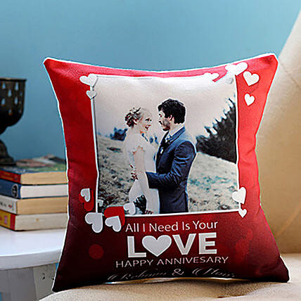 Personalised Happy Anniversary Love Cushion: Send Gifts to Singapore