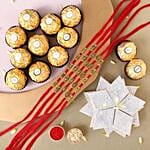 Sneh Brass Rakhi Set with Kaju Katli & Ferrero Rocher