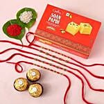Sneh Charming Rakhis With Soan Papdi & Ferrero Rocher