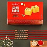 Sneh Colourful Pearl Rakhi Set & Soan Papdi