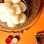 Sneh Designer Peacock Rakhi & Rasgullas