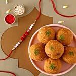 Sneh Elegant Rudraksha Rakhi & Besan Laddu