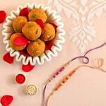 Sneh Peachy Rakhi Set & Besan Ladoos