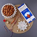 Sneh Peachy Rakhi Set With Sweet Treats