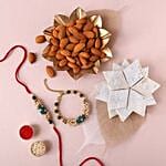 Sneh Pearl Rakhi Set With Kaju Katli & Almonds