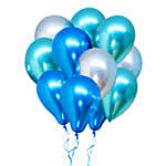 12 Pieces Blue Green And Silver Chrome Balloons