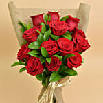 12 Valentines Red Roses Bouquet With Cake For Valentines Day