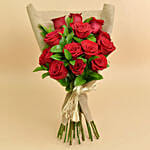 12 Valentines Red Roses Bouquet With Mini Moet Champagne For Valentines