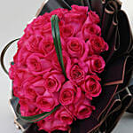 50 Dark Pink Roses Bouquet for Valentine