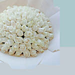 99 White Roses Bouquet For Valentine