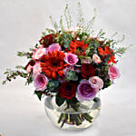 Alluring Mixed Flowers Fish Bowl Vase