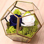 Blue And White Roses In a Designer Base