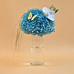Blue Baby Breath & White Phalaenopsis Vase