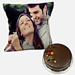 Chocolate Cake With Personalized Cushion