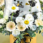 Congrats Grad Foil Balloon & Mixed Flowers Golden Vase