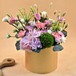 Graceful Mixed Flowers Golden Vase